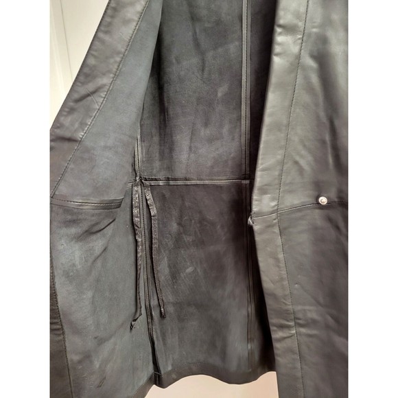Saks Fifth Ave Oak Leather Judogi Vest Jacket Black Size XS New w/tag 16.5x39 - Picture 4 of 6